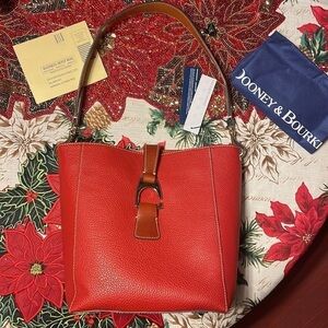 Brand New Dooney & Bourke Genuine Leather Red Brynn Shoulder Bag Purse